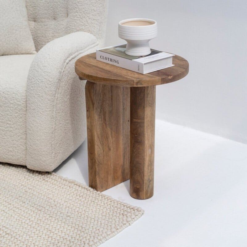 Vandana Orion Solace Wooden Round Side Table with Cross Legs Modern Accent Furniture Vandana Orion Solace Wooden Round Side Table with Cross Legs Modern Accent Furniture