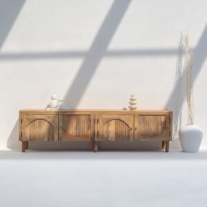 Vandana Novara Altis Wooden TV Unit Modern Solid Wood Minimalist Entertainment Console