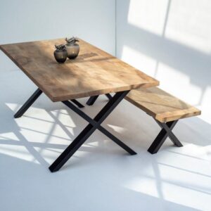 Vandana Aureo Nimbus Wood Dining Table with 4CM Thick Solid Top and Contemporary Design