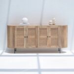 Vandana Pebble Lyra 4-Rattan Doors Sideboard for Stylish Modern Indoor & Outdoor Home Interiors