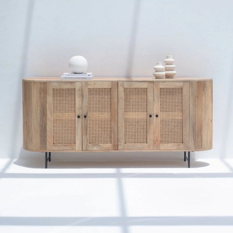 Vandana Pebble Lyra 4-Rattan Doors Sideboard for Stylish Modern Indoor & Outdoor Home Interiors Vandana Pebble Lyra 4-Rattan Doors Sideboard for Stylish Modern Indoor & Outdoor Home Interiors