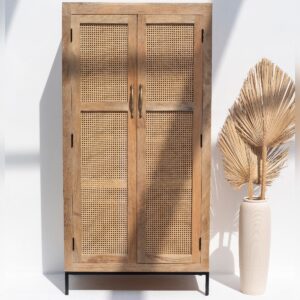 Vandana Vesta Optima Rattan Wooden Closet Modern Natural Woven Storage Furniture Design