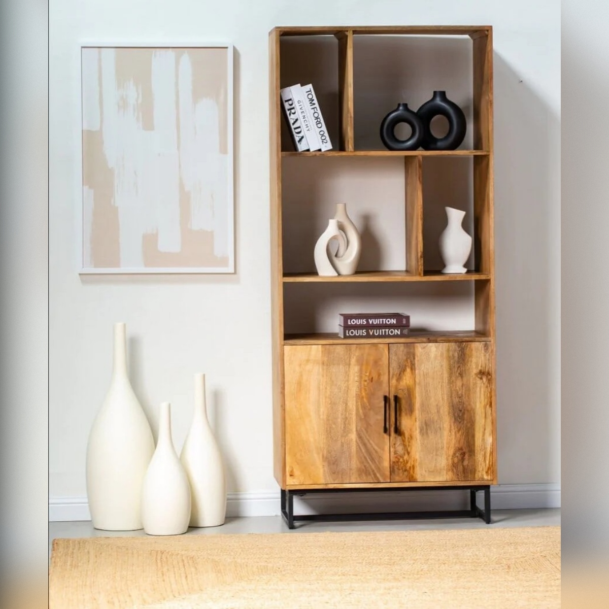 Vandana Altis Elara Display Cabinet Modern Solid Wood Minimalist Storage Furniture Design