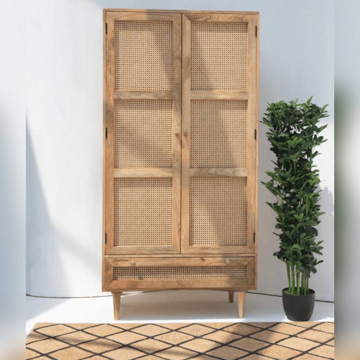 Vandana Vesta Flux Rattan Doors Cabinet Modern Natural Woven Solid Wood Storage Furniture Design Vandana Vesta Flux Rattan Doors Cabinet Modern Natural Woven Solid Wood Storage Furniture Design