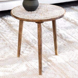 Vandana Terra Nimbus Round side table Ø45 cm in Tienga mango wood