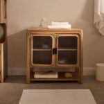 Vandana Hexa Arion acacia wood and glass bathroom furniture set