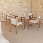 Vandana Nova Astra Round garden table Ø100 cm in cement and acacia wood Xajul