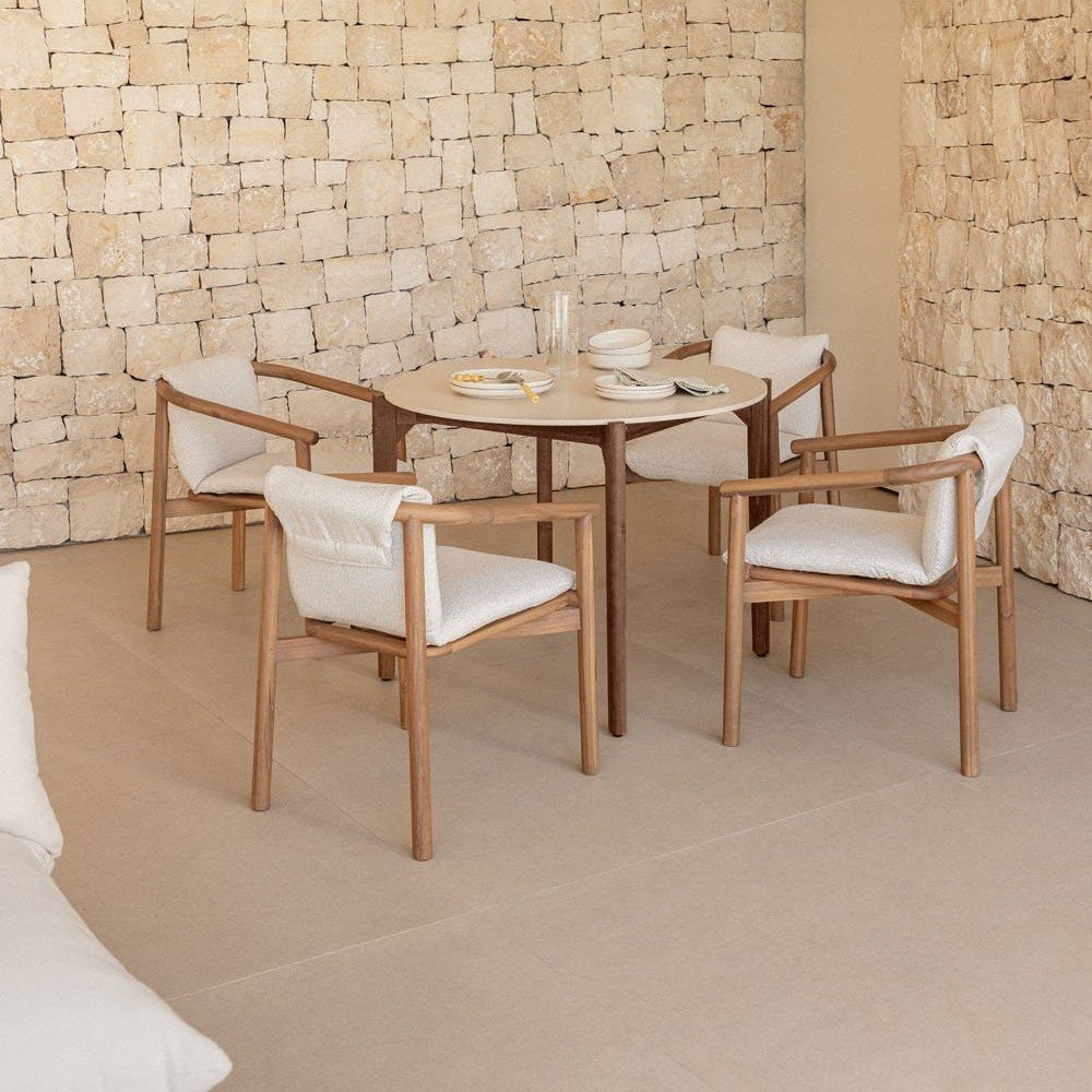 Vandana Nova Astra Round garden table Ø100 cm in cement and acacia wood Xajul Vandana Nova Astra Round garden table Ø100 cm in cement and acacia wood Xajul