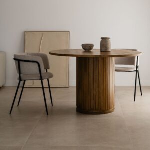 Vandana Hexa Elara Mango Wood Dining Table (Ø120 cm) Analis