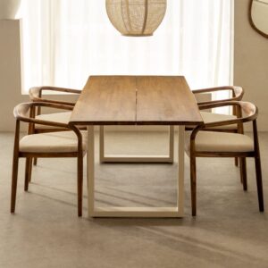Vandana Hexa Falcon Rectangular dining table 180x90 cm in acacia wood and Maupi steel