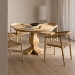 Vandana Hexa Sierra round mango wood dining table