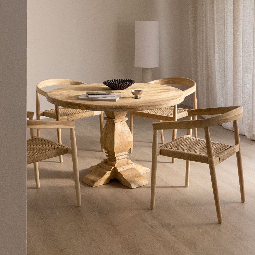 Vandana Hexa Sierra round mango wood dining table Vandana Hexa Sierra round mango wood dining table