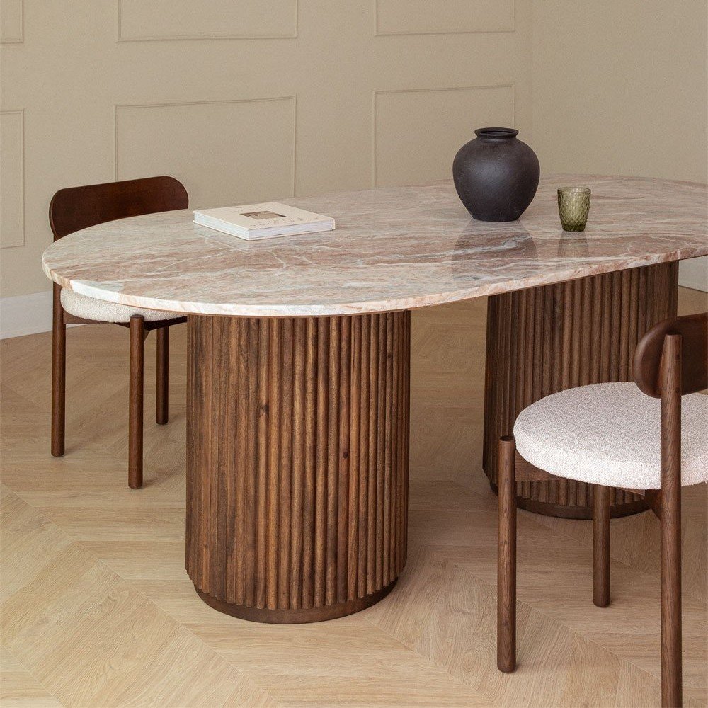 Vandana Grand Vento Oval dining table 200x100 cm in natural stone and mango wood Giselda Vandana Grand Vento Oval dining table 200x100 cm in natural stone and mango wood Giselda