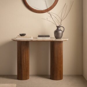 Vandana Terra Ultra console table 110x45 cm in marble and mango wood