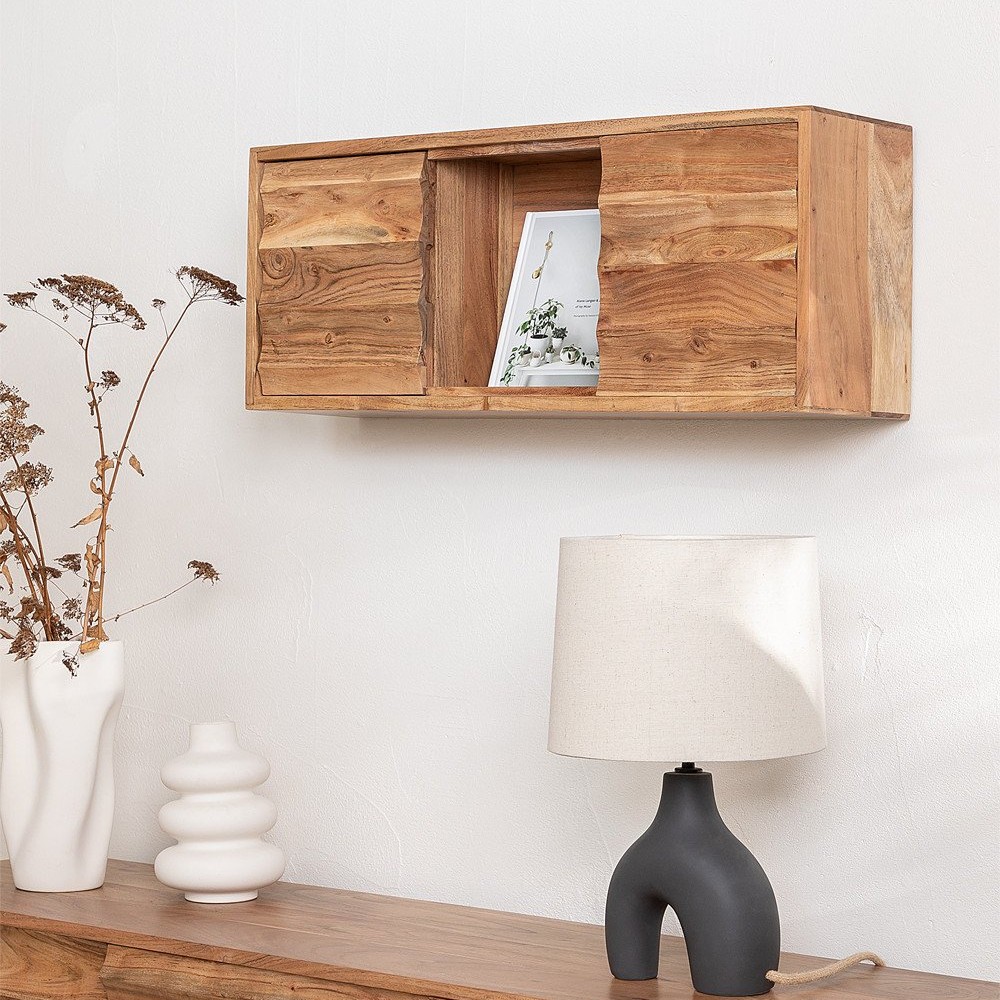 Vandana Flux Stellar acacia wood wall shelf Vandana Flux Stellar acacia wood wall shelf