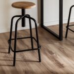 Vandana Flux Arista Adjustable high stool in black steel and Ery wood