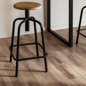 Vandana Flux Arista Adjustable high stool in black steel and Ery wood