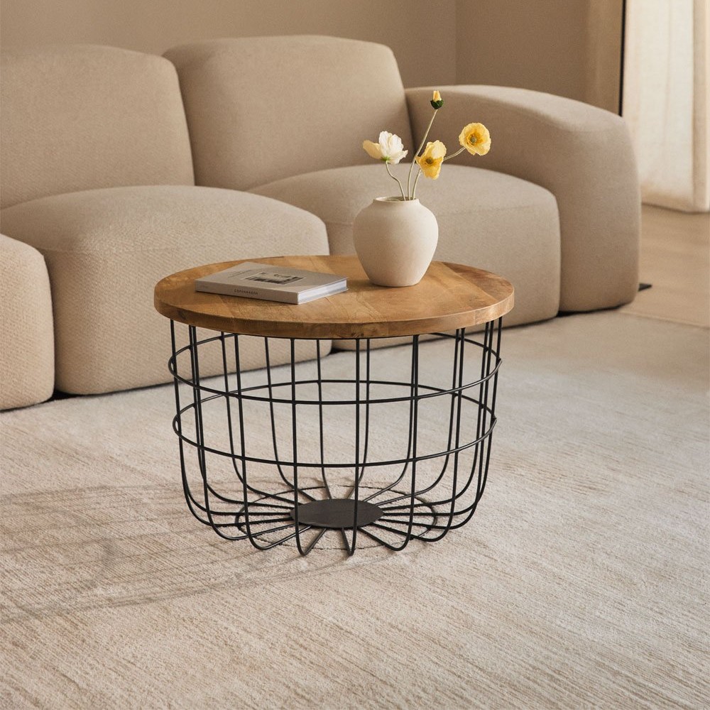 Vandana Grand Stellar Round coffee table Ø62 cm in mango wood and steel Ket Vandana Grand Stellar Round coffee table Ø62 cm in mango wood and steel Ket
