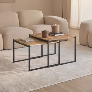 Vandana Terra Vesta square nesting tables in mango wood