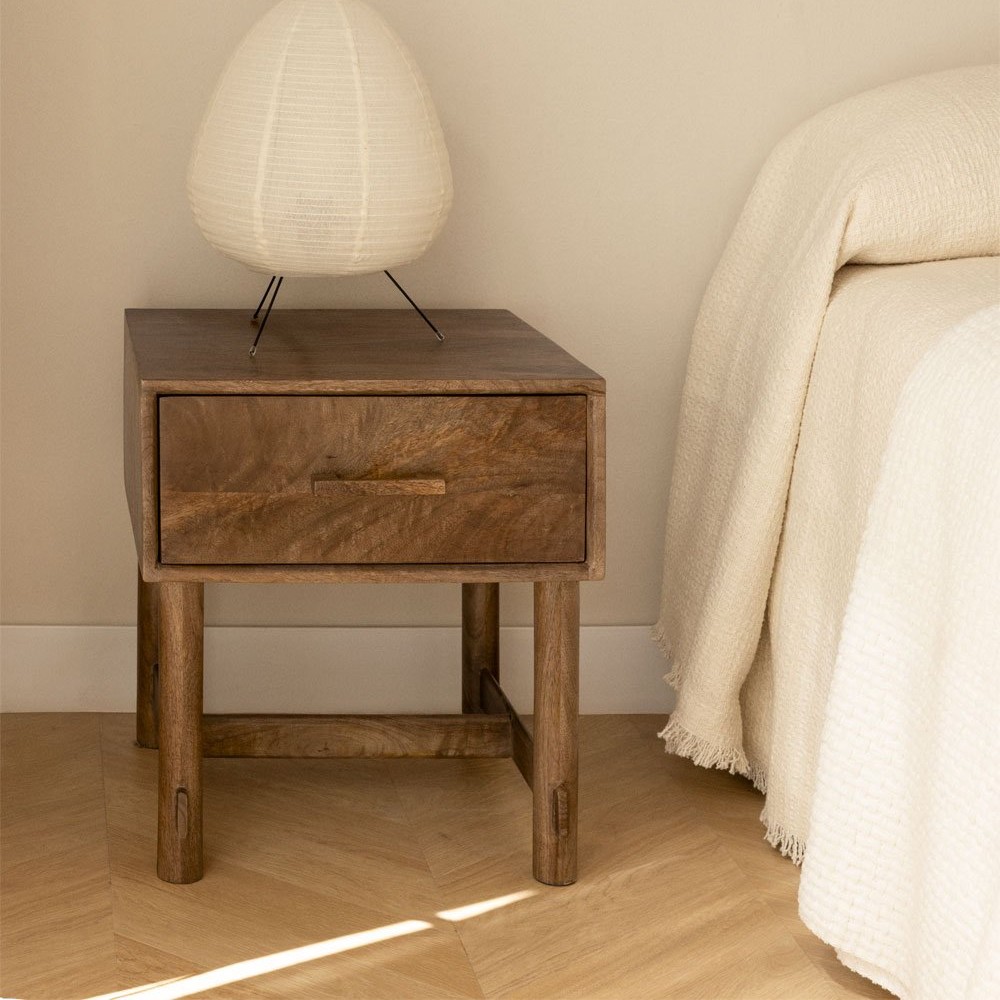 Vandana Nova Pebble mango wood bedside table 45x45 cm Vandana Nova Pebble mango wood bedside table 45x45 cm