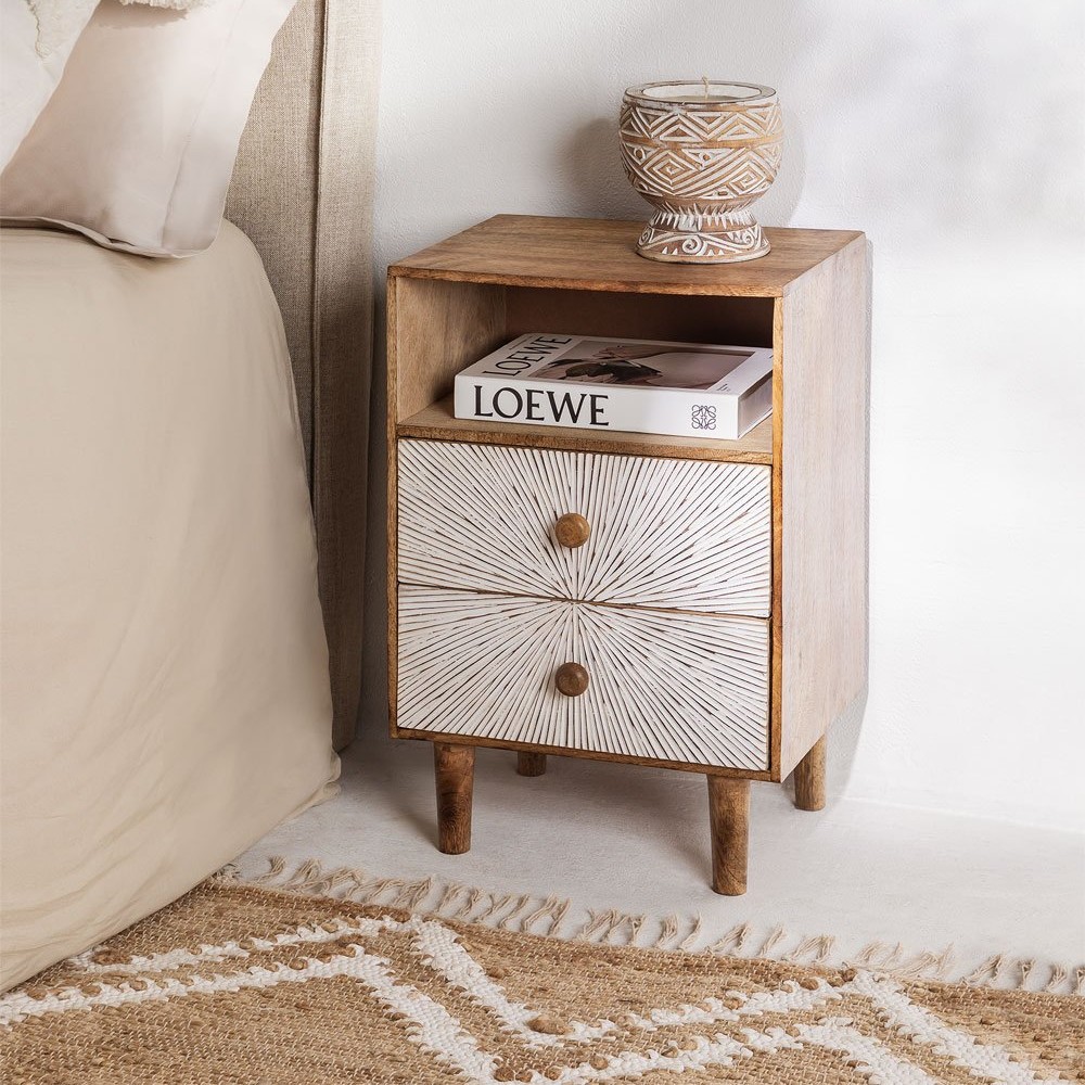 Vandana Nova Solace Mango Wood Bedside Table Vandana Nova Solace Mango Wood Bedside Table