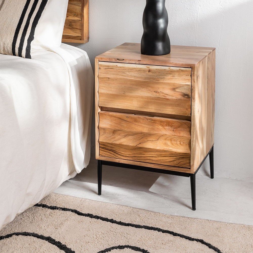 Vandana Nova Nimbus acacia wood bedside table Vandana Nova Nimbus acacia wood bedside table