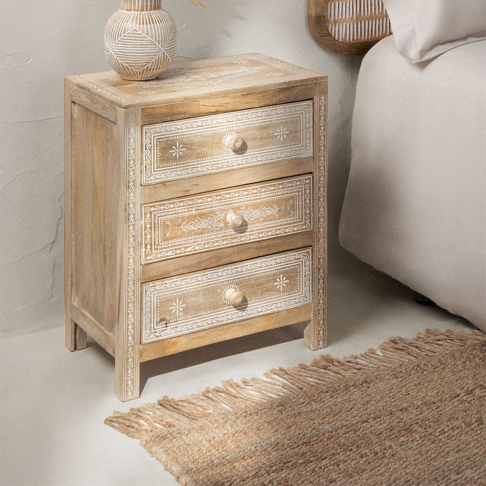 Vandana Nova Lyra mango wood bedside table Vandana Nova Lyra mango wood bedside table