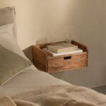 Vandana Nova Flux Rectangular floating bedside table 45x30 cm in Narbonne acacia wood
