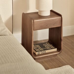 Vandana Arion Astra Rectangular bedside table with drawer 40x30 cm in Tinsley wood