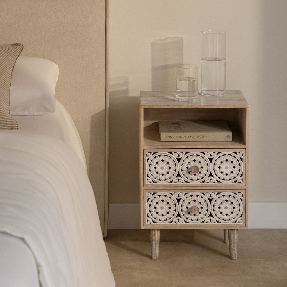 Vandana Arion Novara Rectangular bedside table 35x30 cm in Ardel mango wood Vandana Arion Novara Rectangular bedside table 35x30 cm in Ardel mango wood