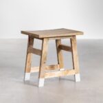 Vandana Flux Pebble stool in mango wood and white legs Pid