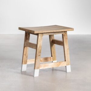 Vandana Flux Pebble stool in mango wood and white legs Pid