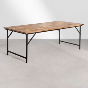 Vandana Hexa Orion Rectangular dining table 200x100 cm foldable in mango wood and iron Fer