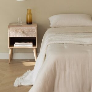 Vandana Amber Element mango wood bedside table with storage