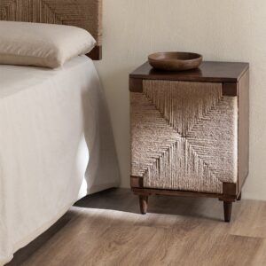 Vandana Amber Grain mango wood and jute nightstand
