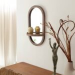 Vandana Ultra Orion oval mirror with mango wood shelf