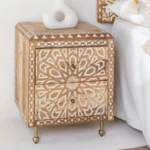 Vandana Arion Lyra Wooden Nightstand With Metal Legs