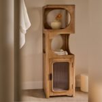 Vandana Nova Arion acacia wood and glass bathroom shelf