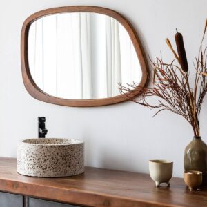Vandana Ultra Lunaris abstract mirror in dark mango wood