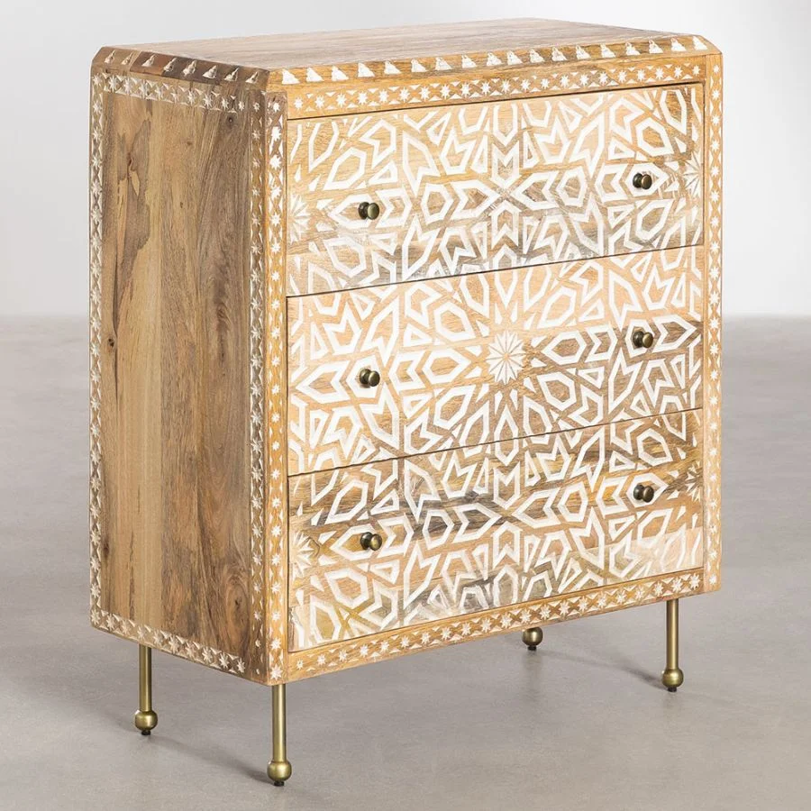 Vandana Nova Arista Hand-Carved Wooden Chest of Drawers (Solid Wood) Vandana Nova Arista Hand-Carved Wooden Chest of Drawers (Solid Wood)