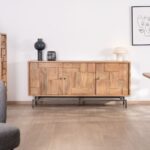 Vandana Autumn Mark 3-door sideboard with acacia wood Puzzle pattern inset fronts