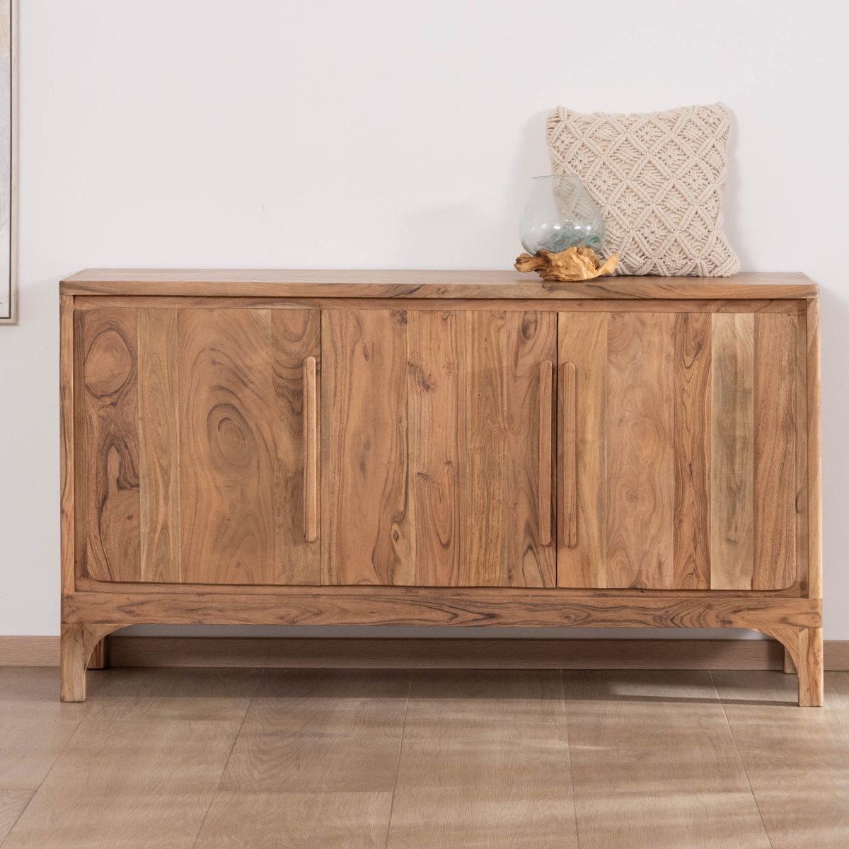 Vandana Crystal Aura modern acacia wood sideboard Melody with 3 doors, 145 cm Vandana Crystal Aura modern acacia wood sideboard Melody with 3 doors, 145 cm