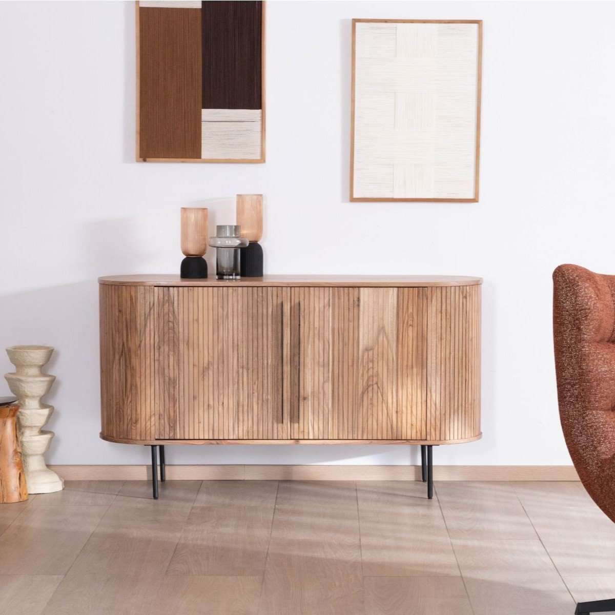 Vandana Crystal Form 145cm acacia sideboard in retro style Bopee Vandana Crystal Form 145cm acacia sideboard in retro style Bopee
