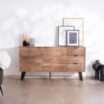 Vandana Crystal Style 160cm low storage unit with drawers Uky contemporary design with a retro feel