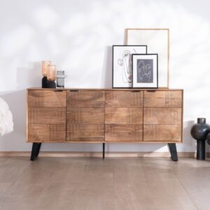 Vandana Crystal Living Four-door acacia sideboard Uky contemporary design with a retro feel