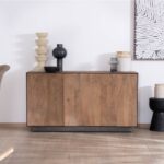 Vandana Crystal Essence 3-door mango wood sideboard in a clean, minimalist style, Santo, 150 cm