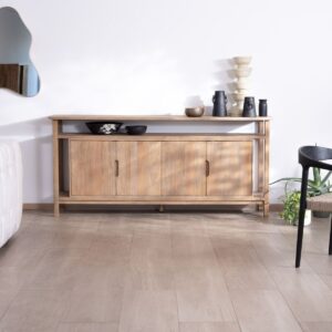 Vandana Crystal Space 4-door Japandi-style sideboard in solid mango wood Haya 200 cm