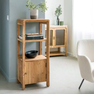 Vandana Ultra Vesta bathroom column in concrete-effect wood and acacia wood