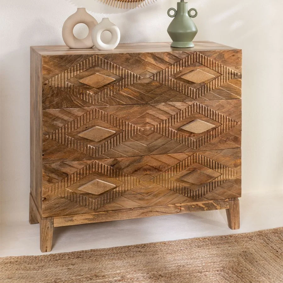 Vandana Nova Falcon Designer Handicraft Wooden Chest of Drawers (Solid Wood) Vandana Nova Falcon Designer Handicraft Wooden Chest of Drawers (Solid Wood)