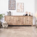 Vandana Crystal Structure 200cm solid mango wood sideboard with sandblasted finish and 6 doors Maestro